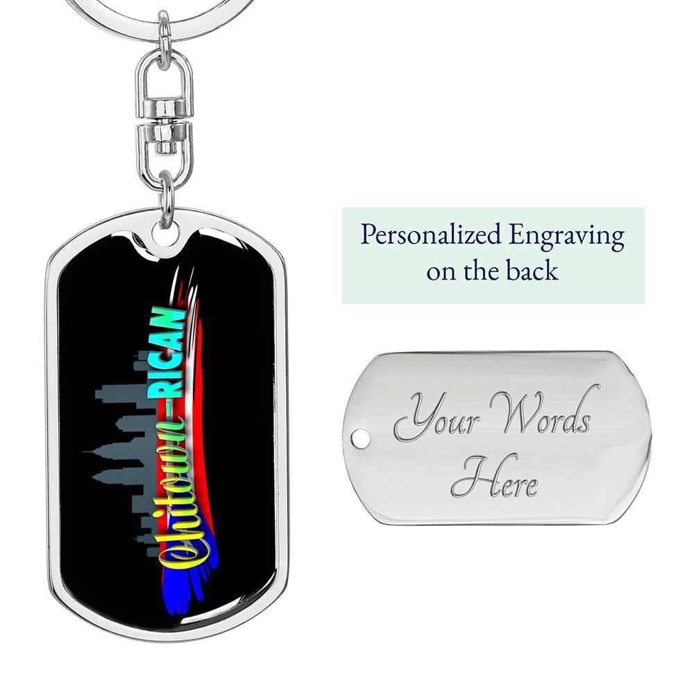Chitown-Rican Custom Dog Tag Keychain - Puerto Rican Pride