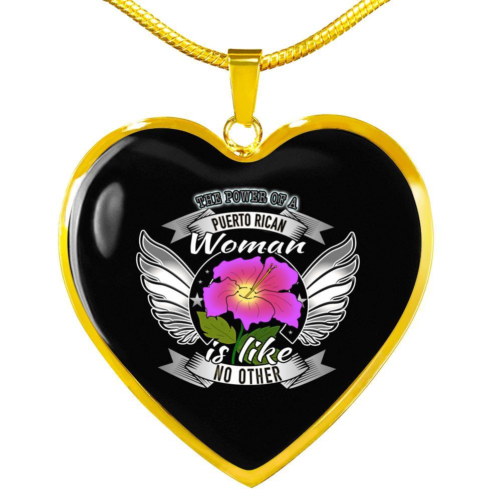 Power of a PR Woman Heart Necklace - Puerto Rican Pride