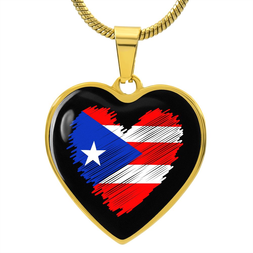 Puerto Rico Heart Necklace (Gold or Silver)