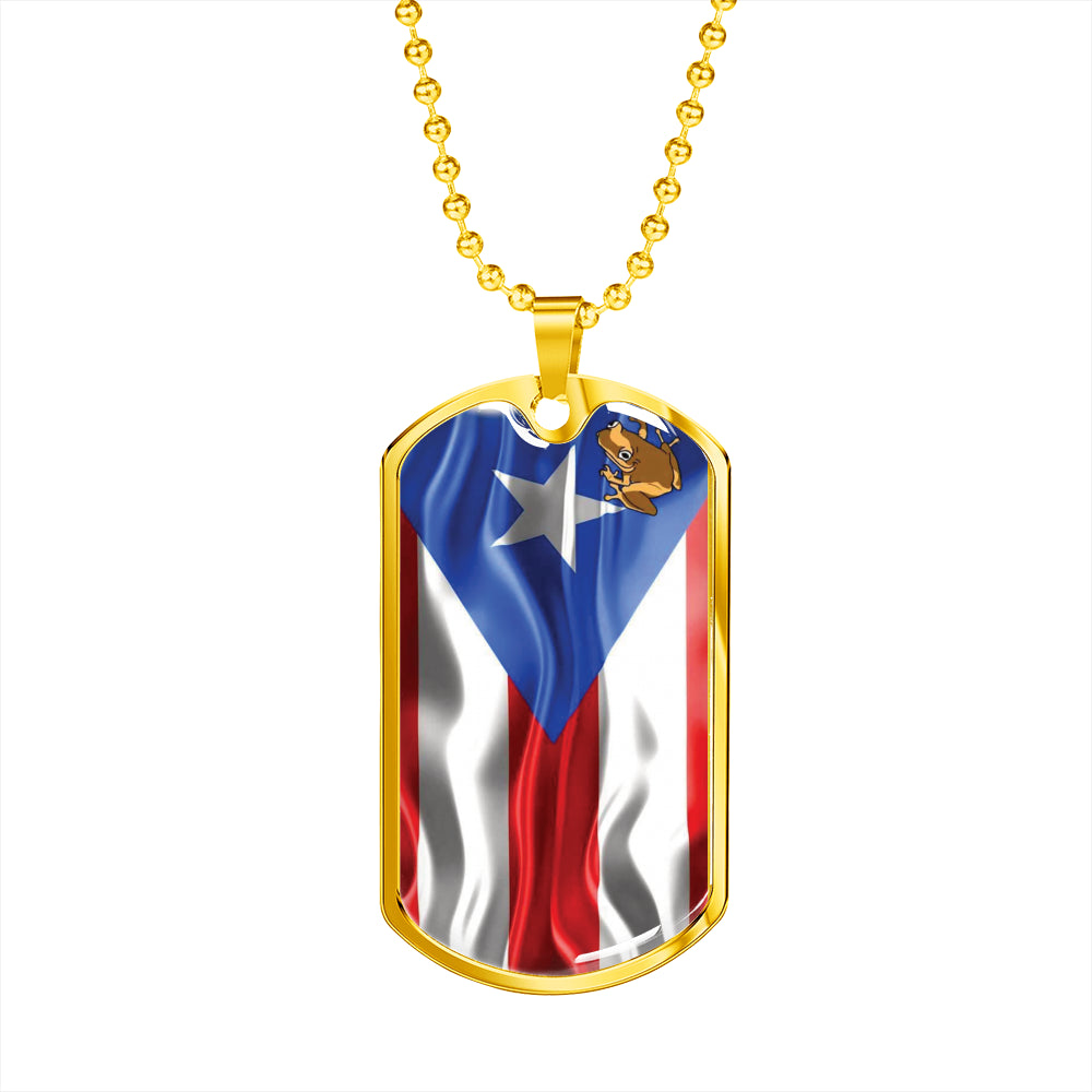 Coqui Flag Dog Tag Necklace
