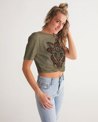 Thumbnail for TAINO Sun God Women's Twist-Front Cropped Tee