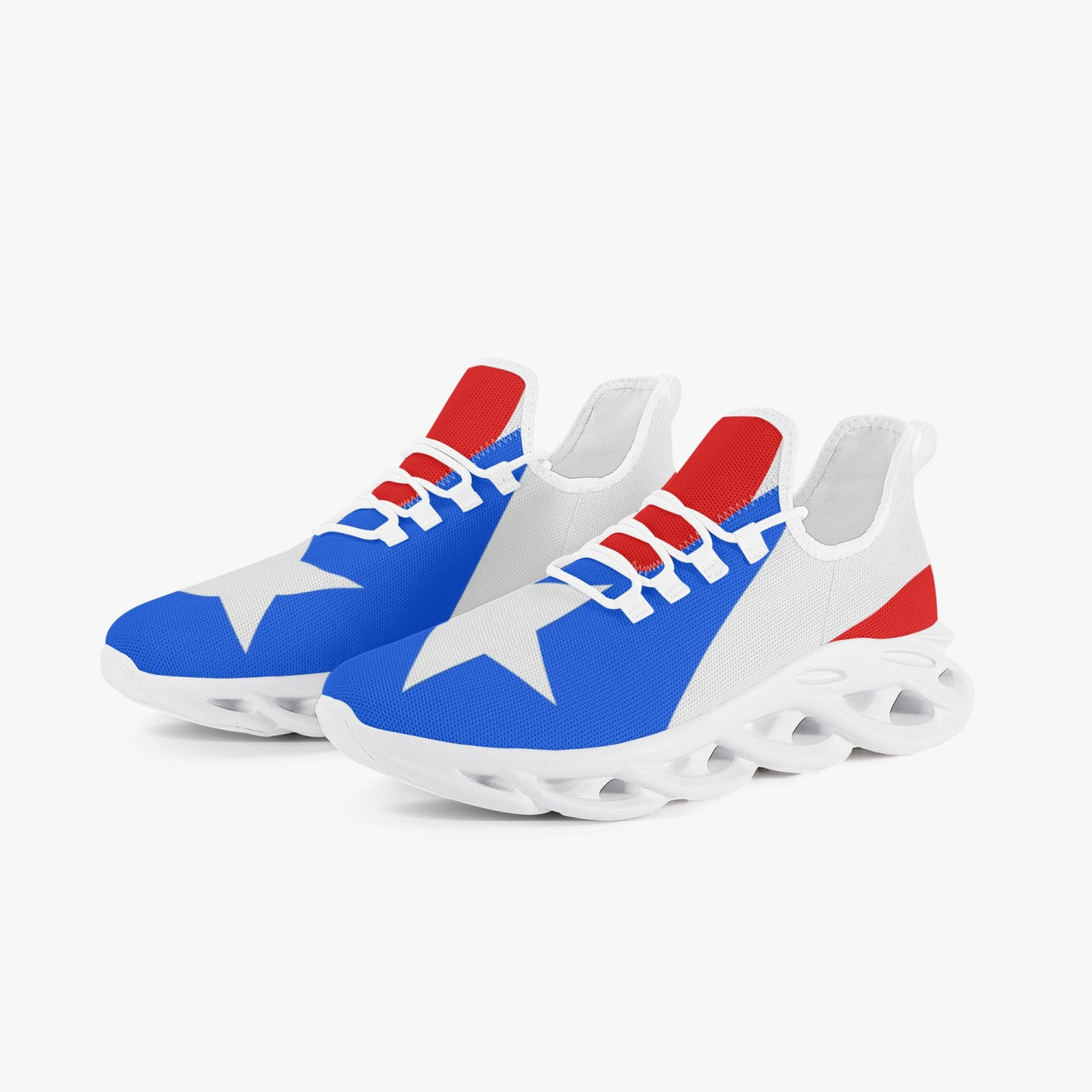 Puerto Rico Flag - Bounce Mesh Knit Sneakers - White
