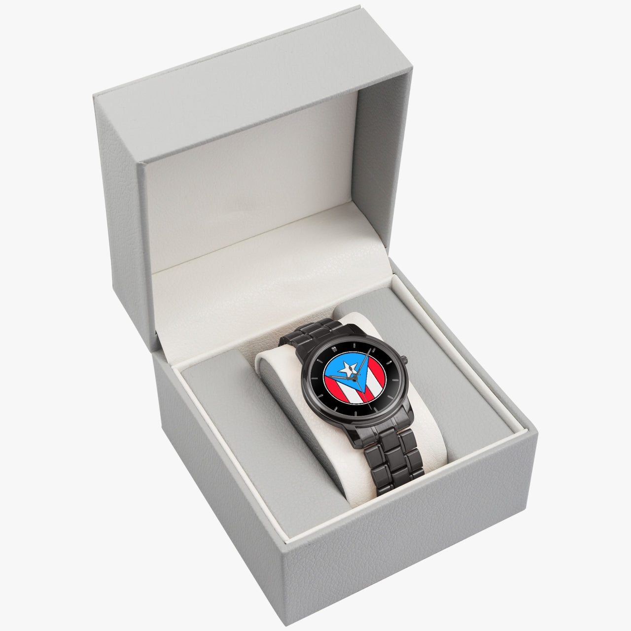 Puerto Rico Flag Folding Clasp Type Stainless Steel Quartz Watch (With Indicators)
