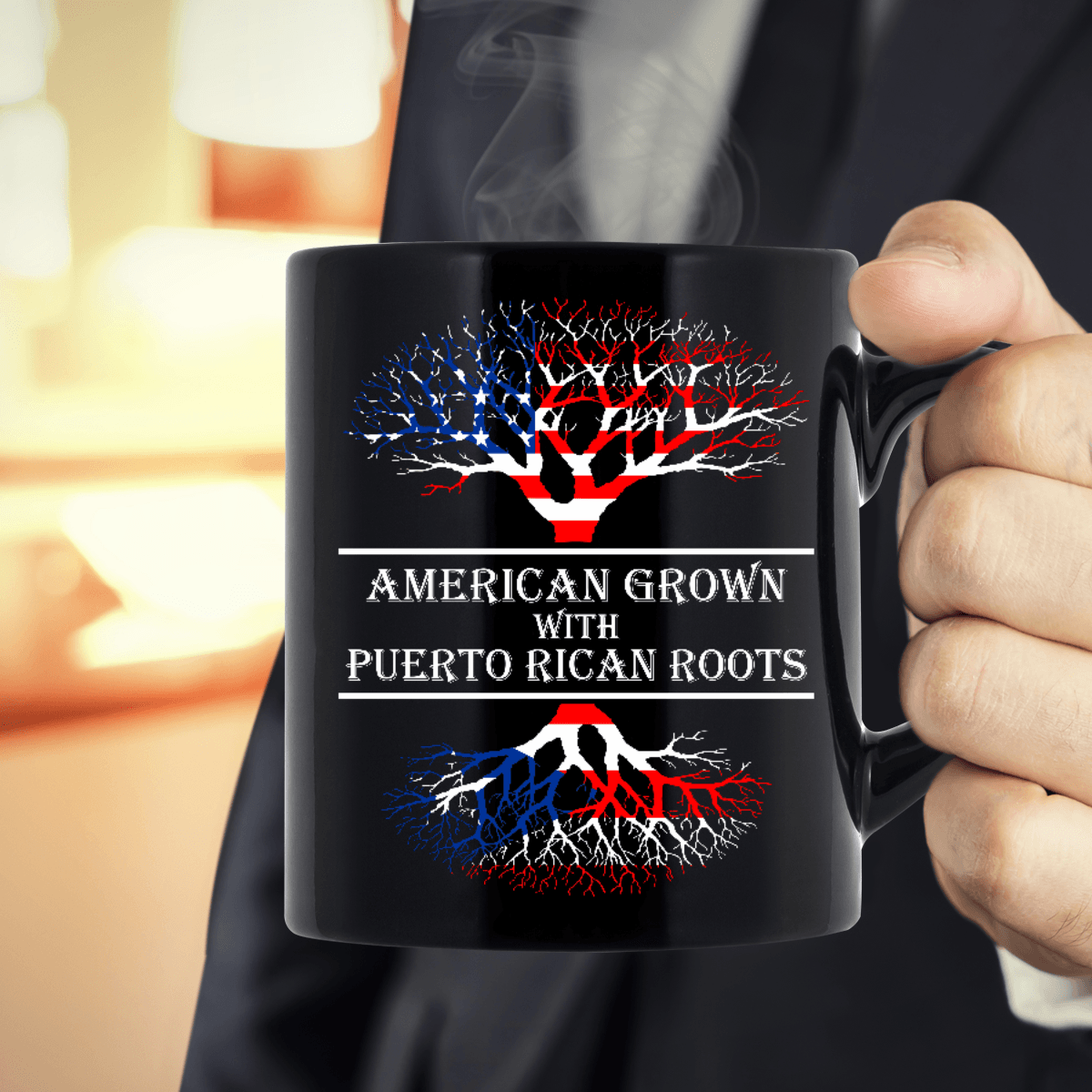 AMERICAN GROWN PR ROOTS 15 oz. Black Mug