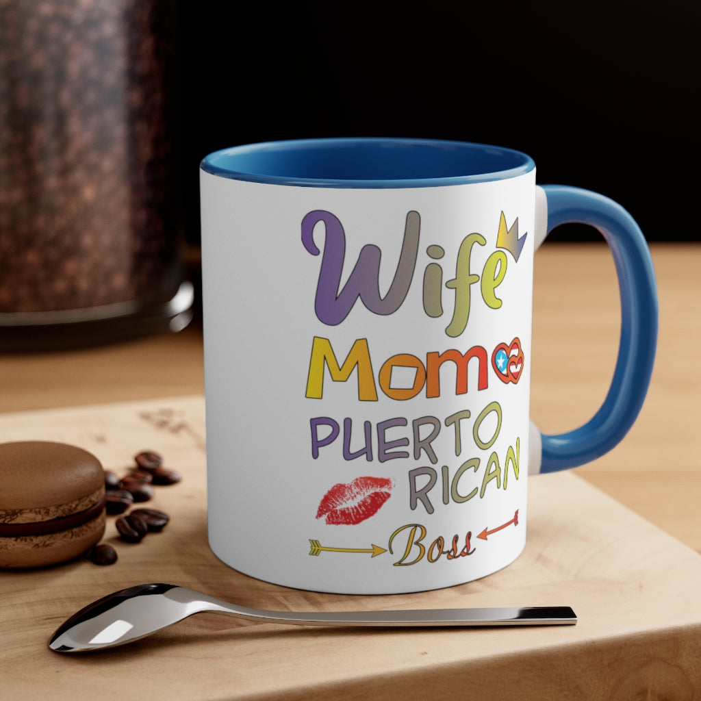 WIFE - BOSS  Accent Coffee Mug, 11oz