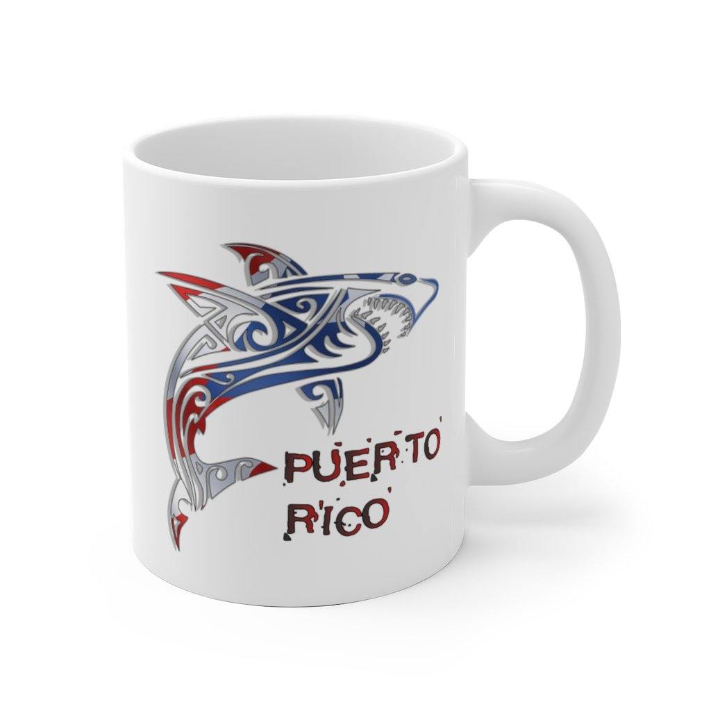 Puerto Rico Shark Flag White Ceramic Mug - Puerto Rican Pride