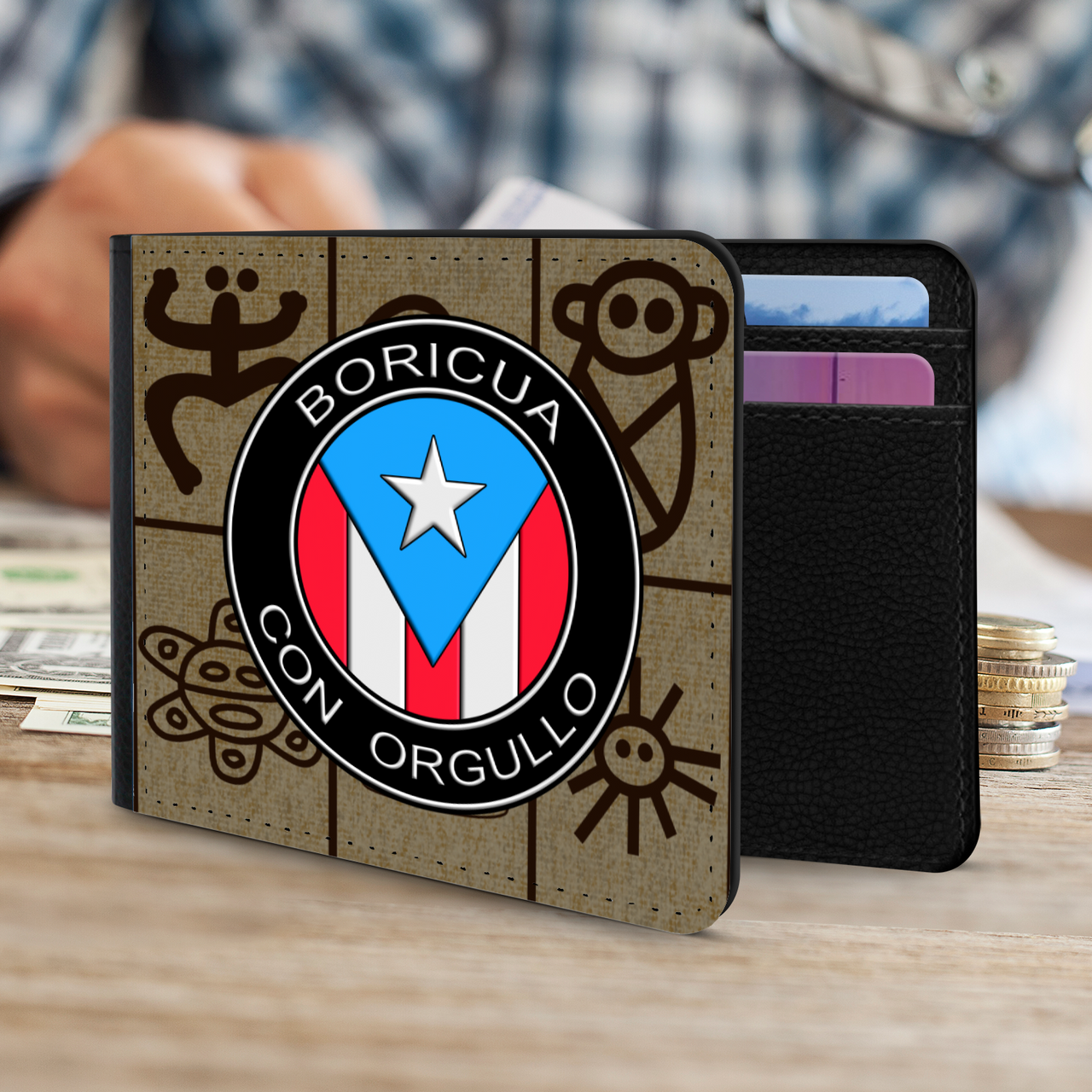 Boricua Con Orgullo Taino Symbol Folding Wallet