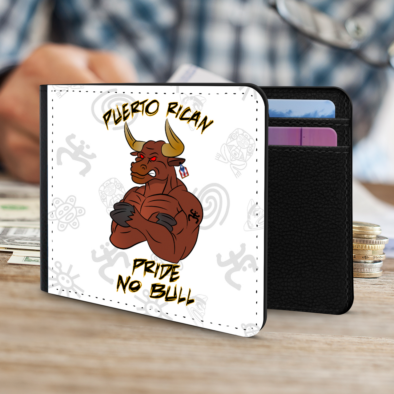 Puerto Rican Pride "No Bull" faux leather gentleman's wallet