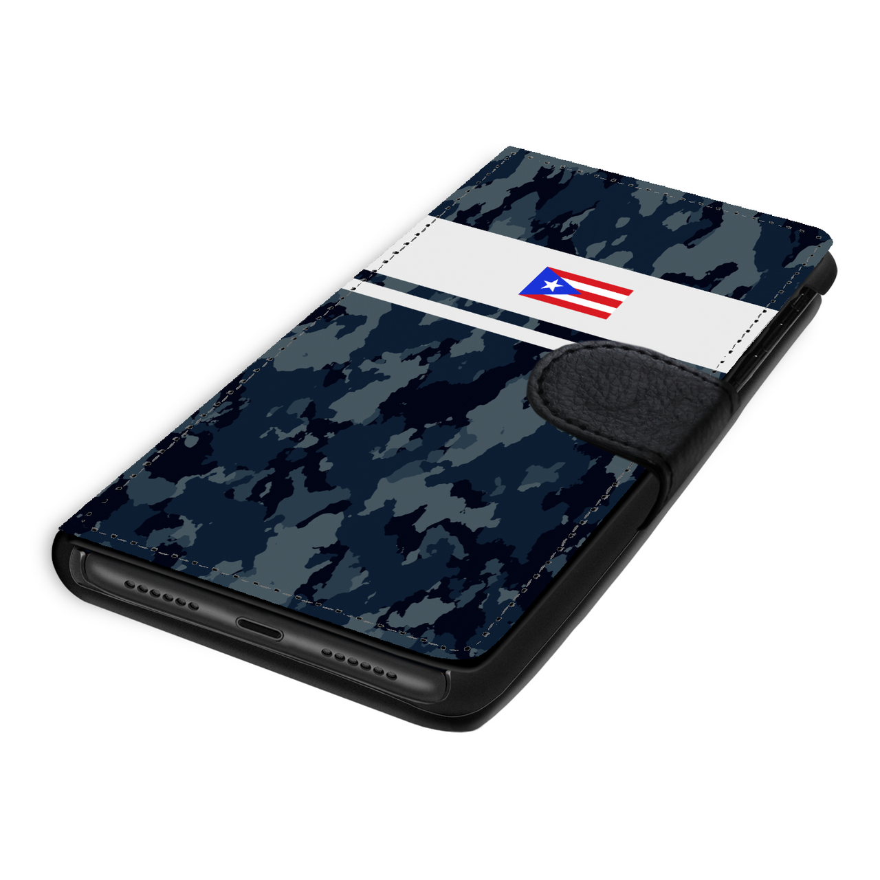 Blue Camo PR Flag Phone Wallet / case