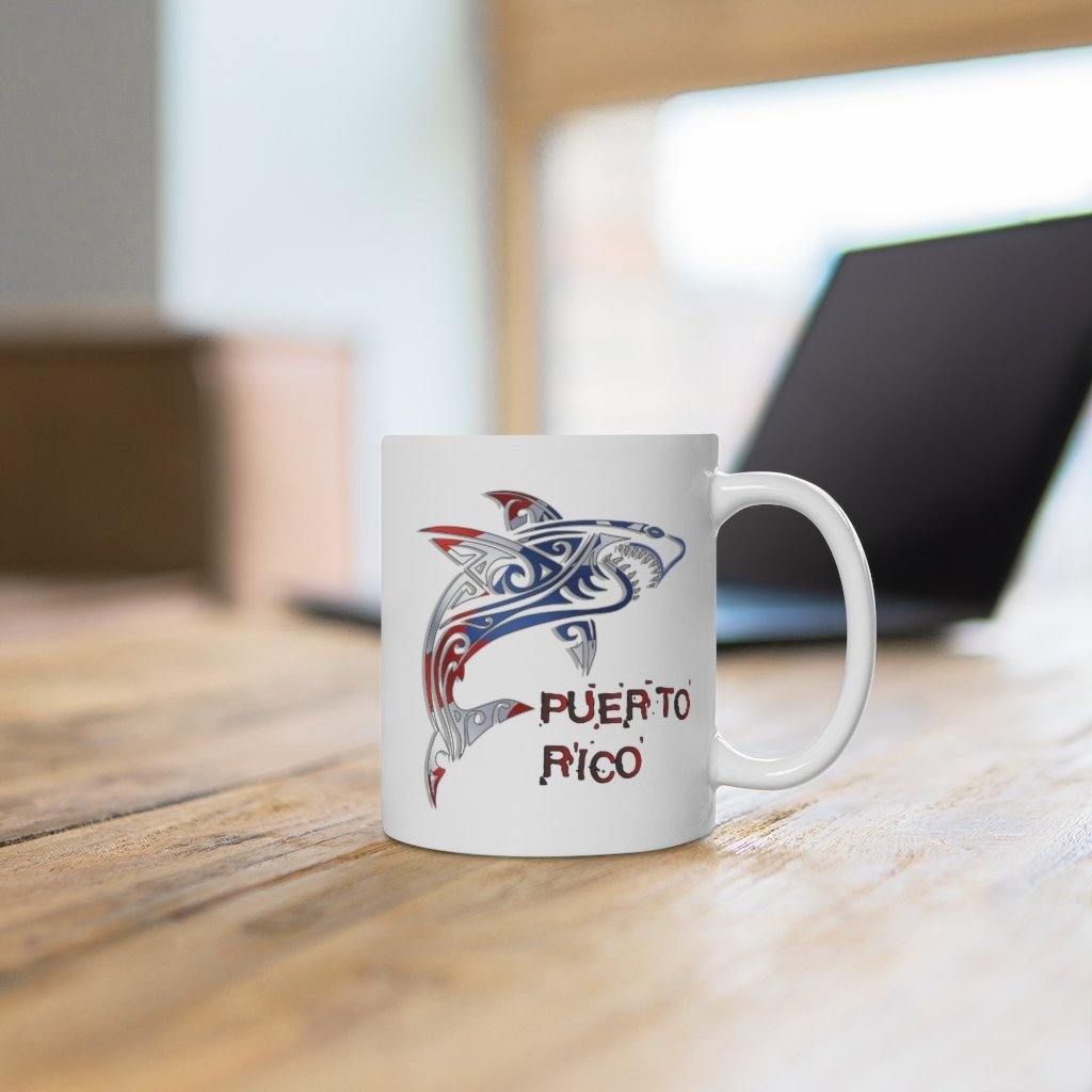 Puerto Rico Shark Flag White Ceramic Mug - Puerto Rican Pride