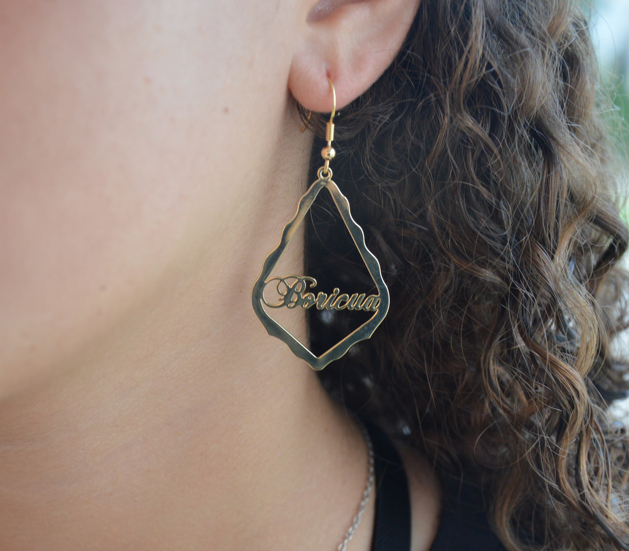 Teardrop Boricua Hanging Earrings