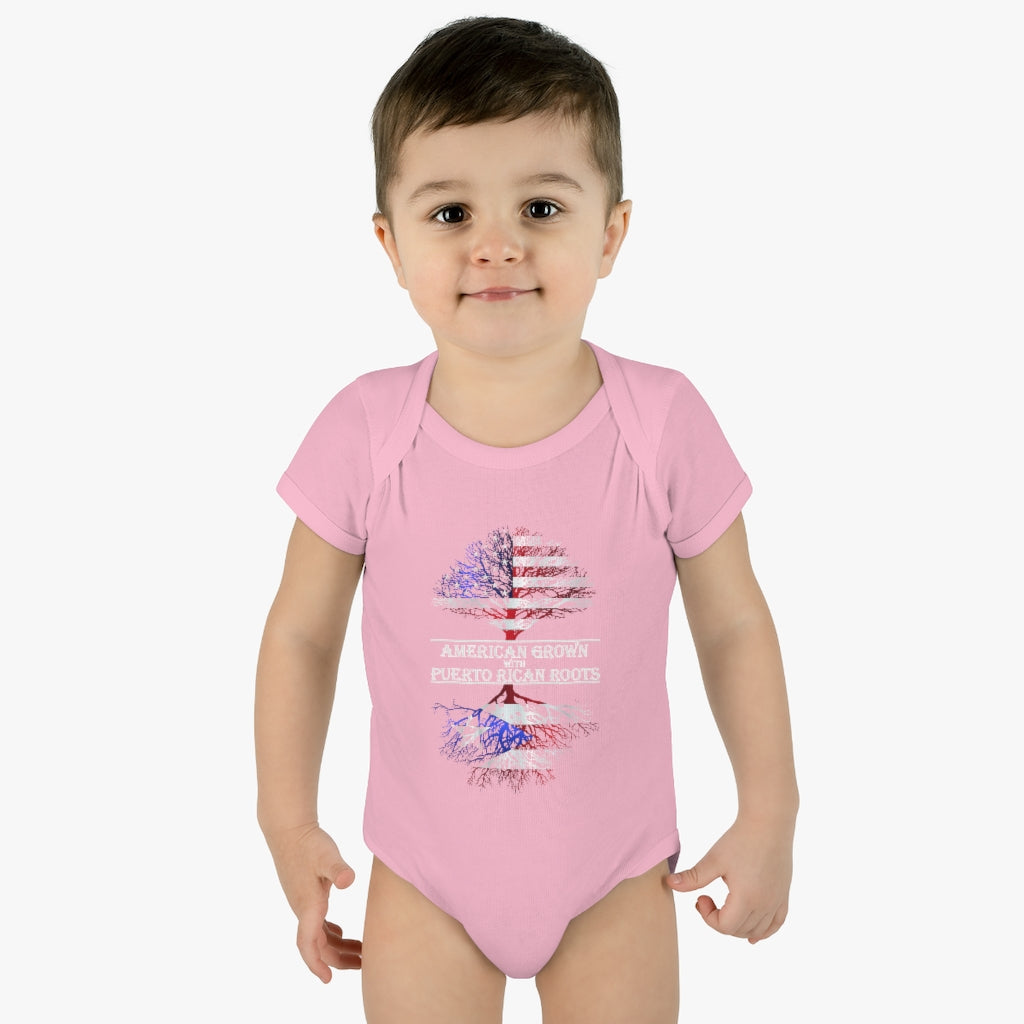 American Grown W/ Puerto Rican Roots Infant Baby Rib Bodysuit