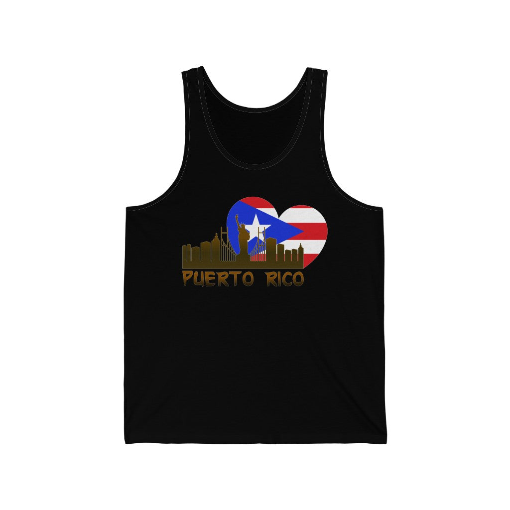 NY Puerto Rico Heart Silhouette - Unisex Jersey Tank