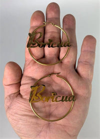 Thumbnail for Large Heart Boricua Hoop Earrings 2