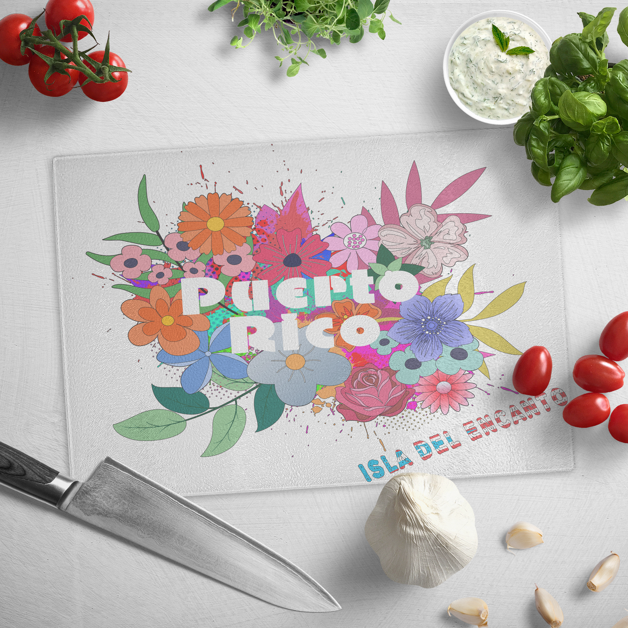 Puerto Rico Flower - Isla Del Encanto Cutting Board