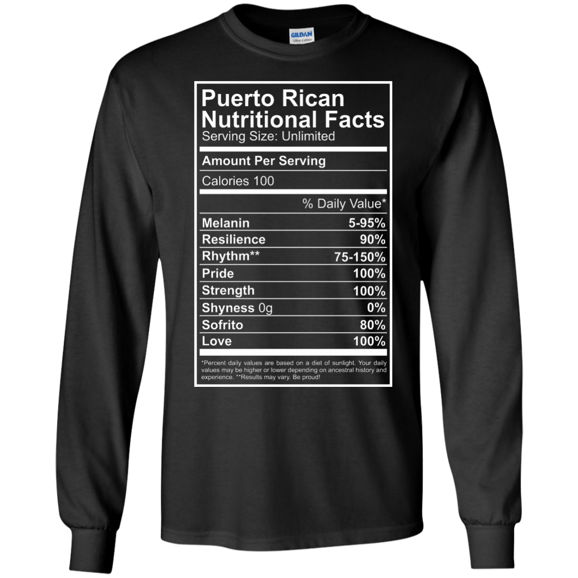 Long Sleeve - Nutritional Facts - Long Sleeve