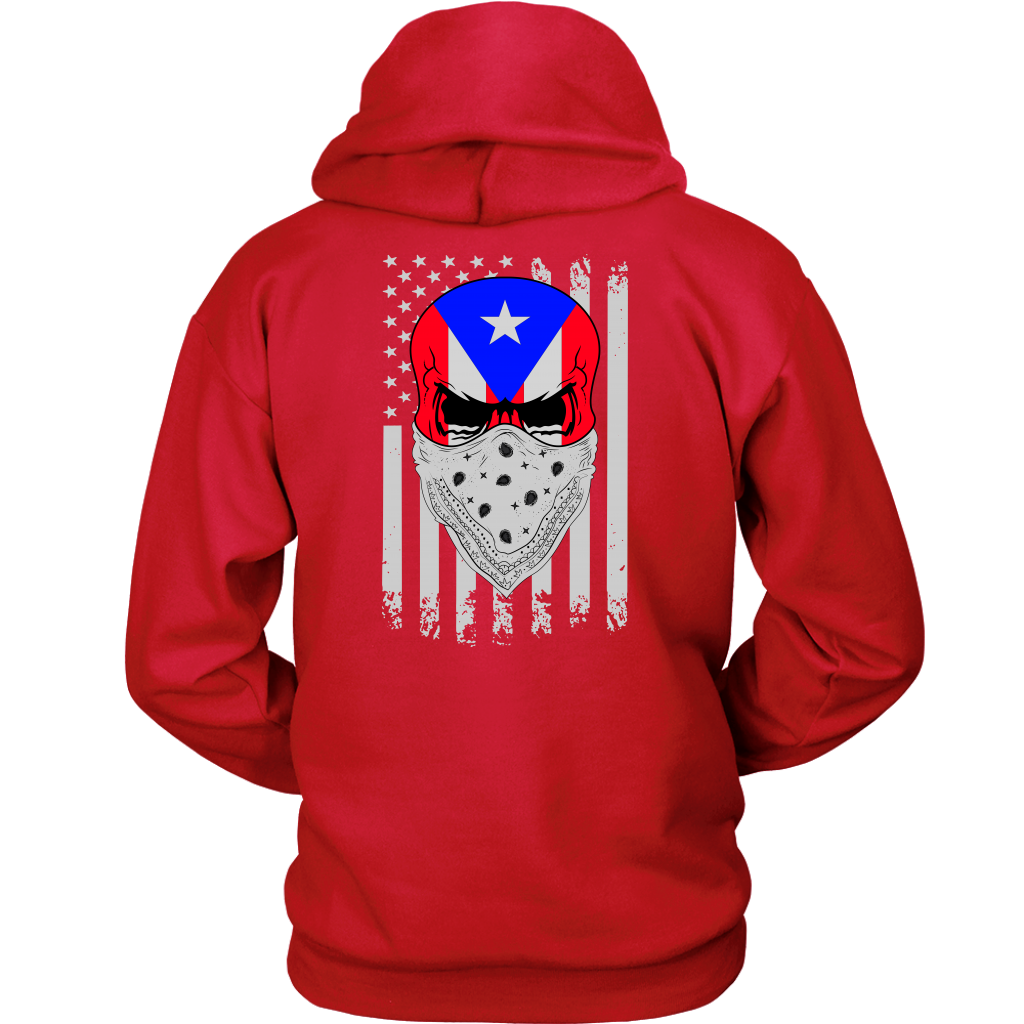 1st Star Skull (Back Image) Hoodie - Puerto Rican Pride