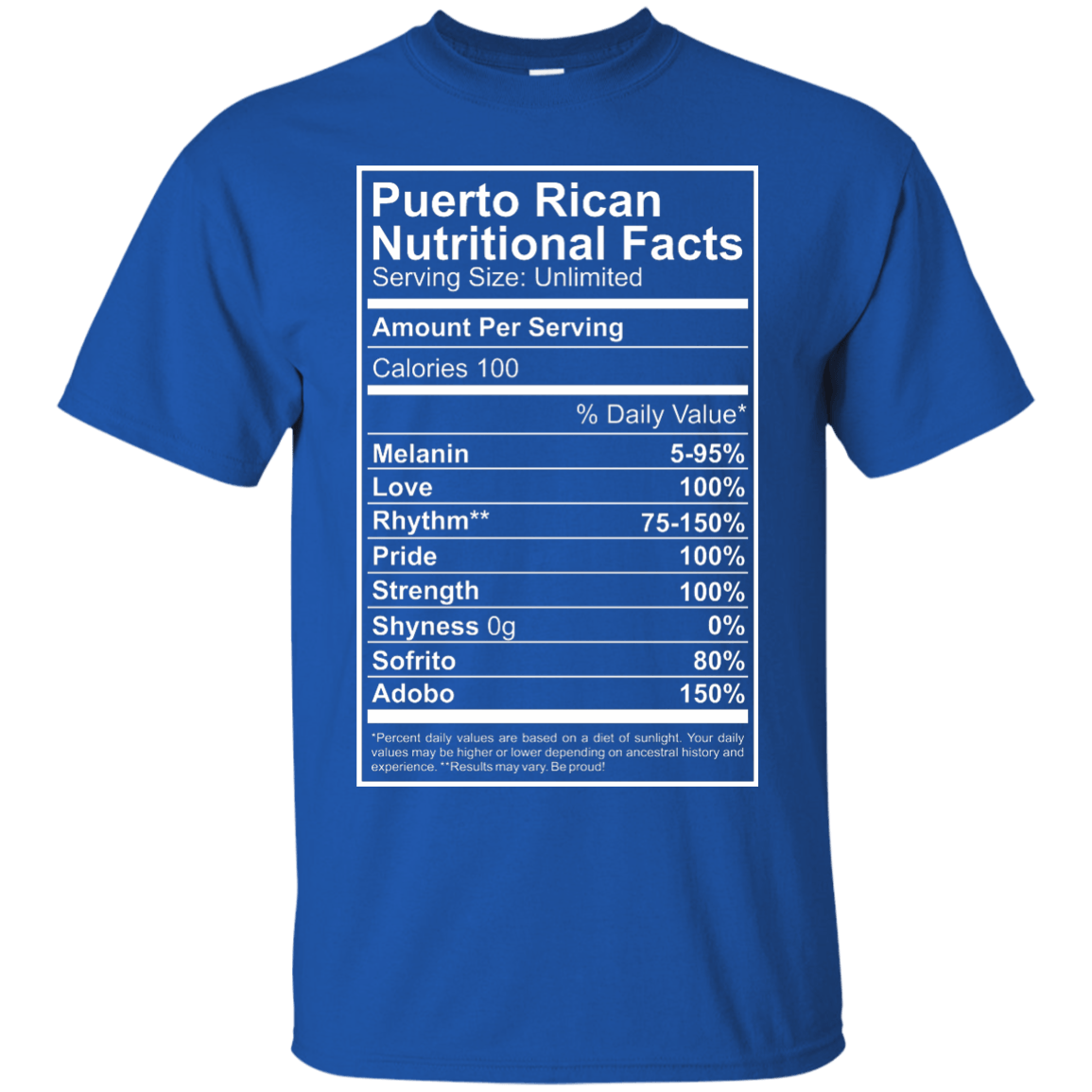 Shirt - Nutritional Facts