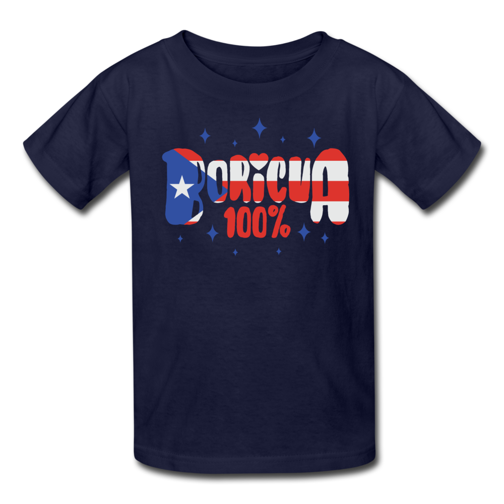100% Boricua Kids' T-Shirt - navy