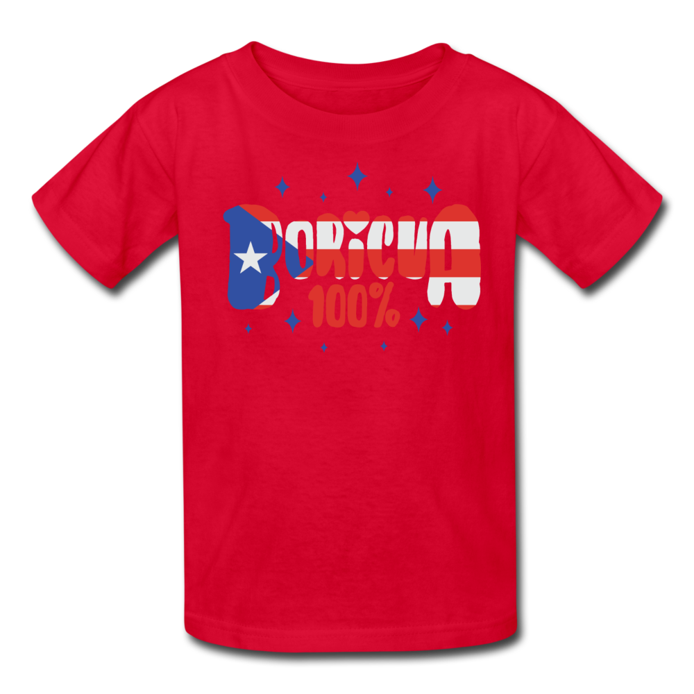 100% Boricua Kids' T-Shirt - red