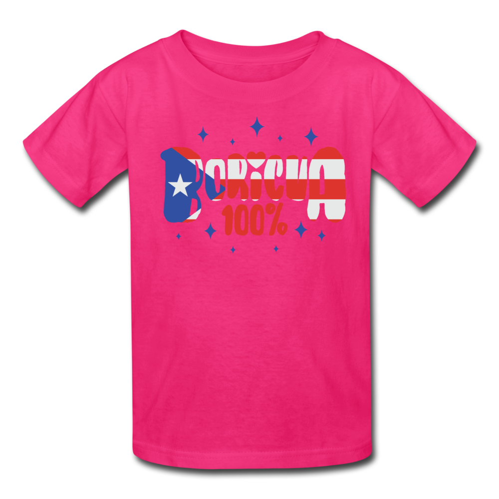 100% Boricua Kids' T-Shirt - fuchsia