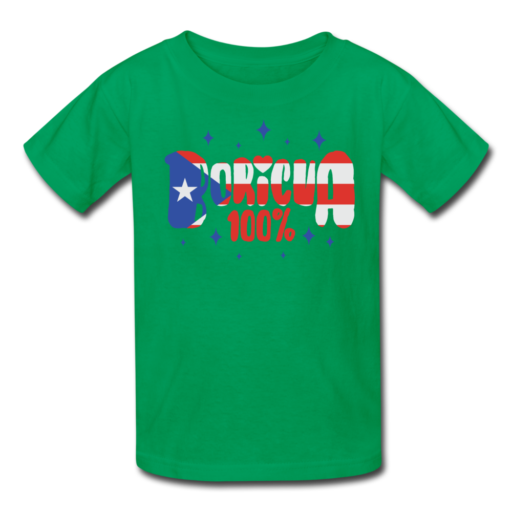 100% Boricua Kids' T-Shirt - kelly green