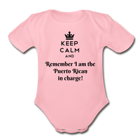 Thumbnail for Keep Calm Organic Short Sleeve Baby Onesie - light pink