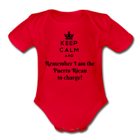 Thumbnail for Keep Calm Organic Short Sleeve Baby Onesie - red