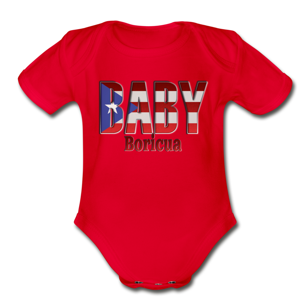 Baby Bori Organic Short Sleeve Baby Bodysuit - red
