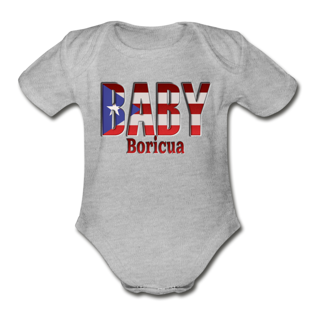 Baby Bori Organic Short Sleeve Baby Bodysuit - heather gray