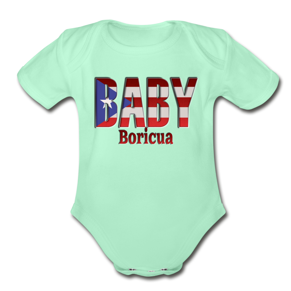 Baby Bori Organic Short Sleeve Baby Bodysuit - light mint