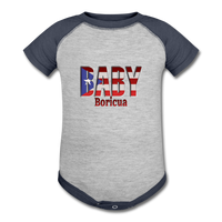 Thumbnail for Baby Bori Baseball Baby Bodysuit - heather gray/navy