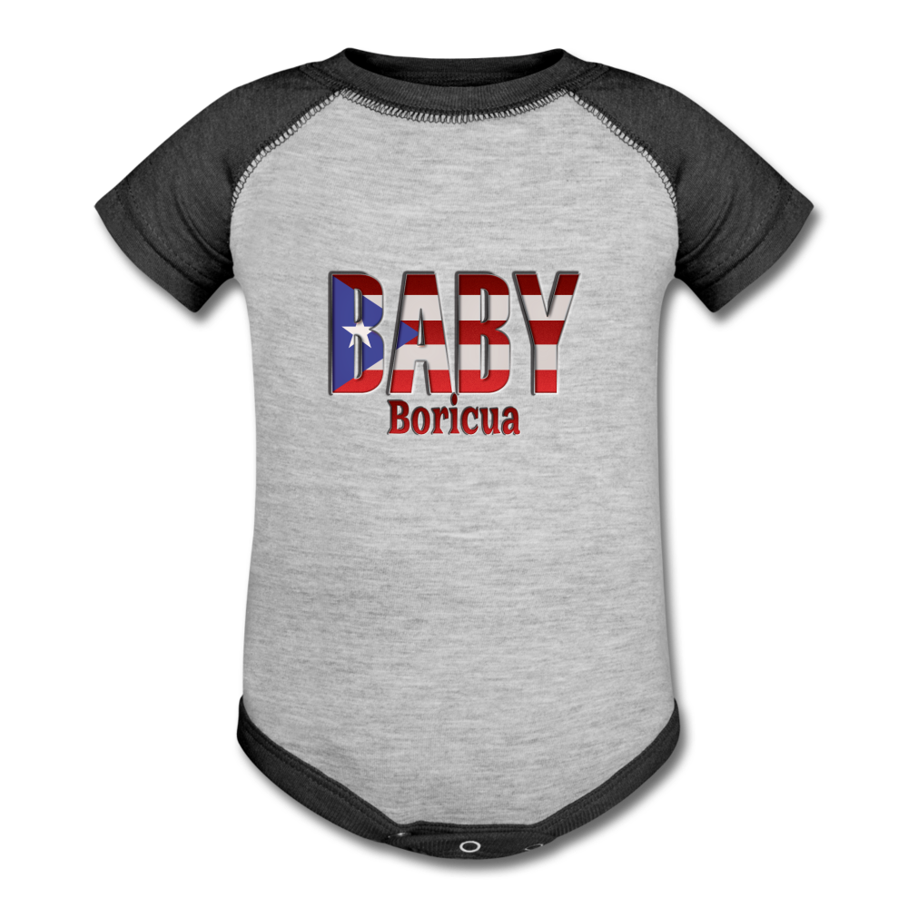 Baby Bori Baseball Baby Bodysuit - heather gray/charcoal
