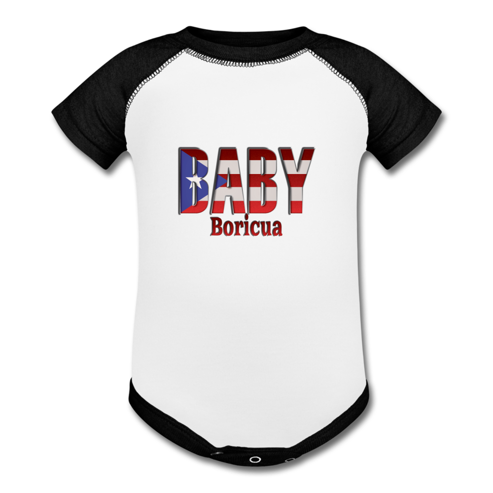 Baby Bori Baseball Baby Bodysuit - white/black