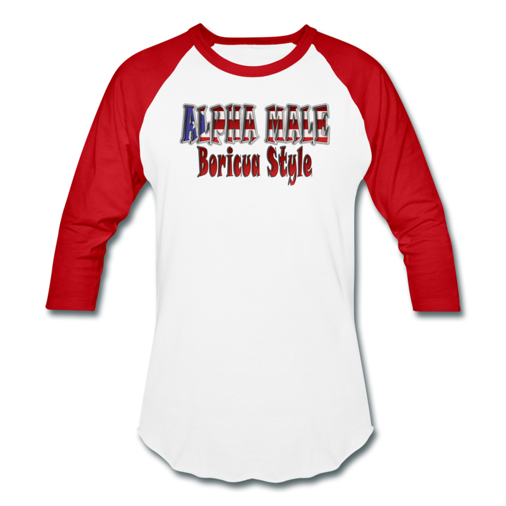 ALPHA MALE BORICUA STYLE Baseball T-Shirt - white/red