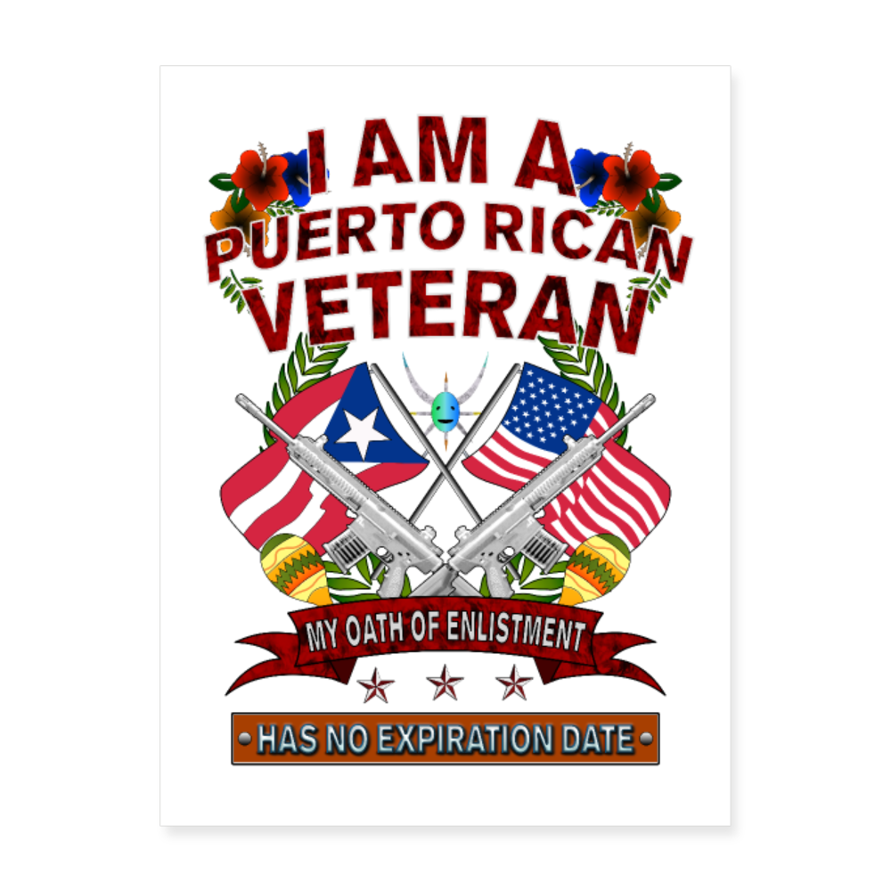 Proud Puerto Rican Veteran Wall Poster 18x24 - white
