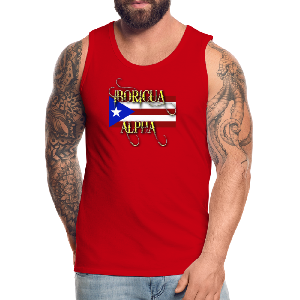 Boricua Alpha Puerto Rico Flag Premium Tank (Small-3XL) - red