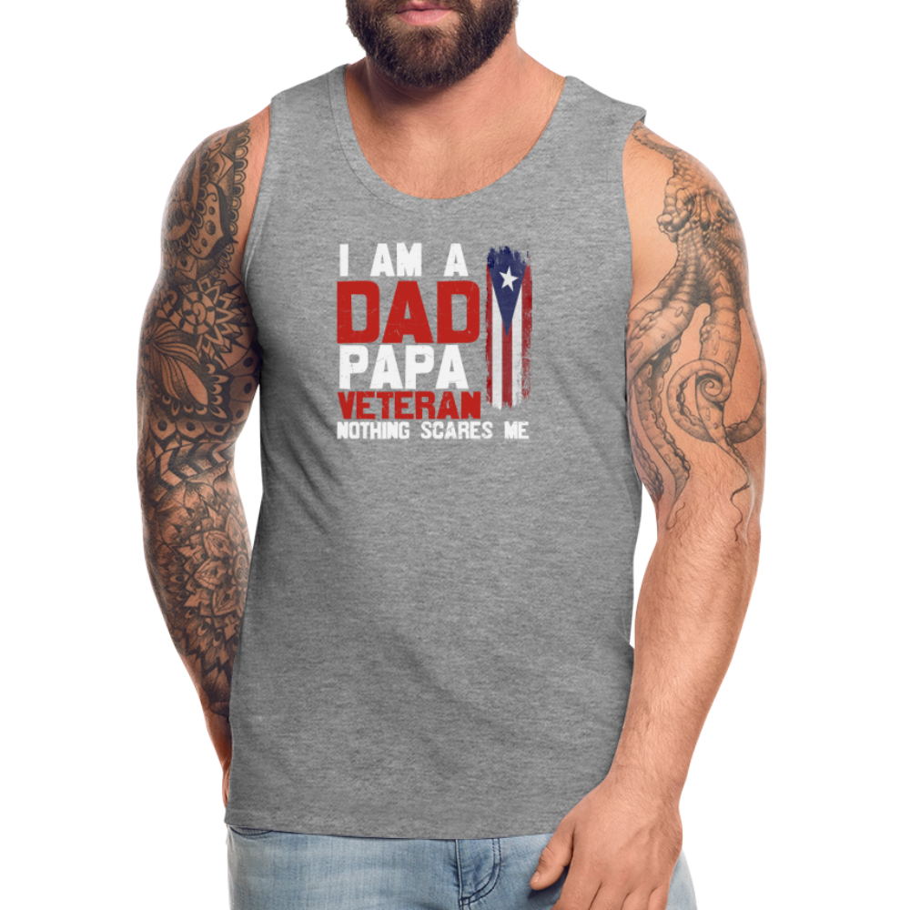 I Am A Dad. Papa, Veteran Premium Tank - heather gray