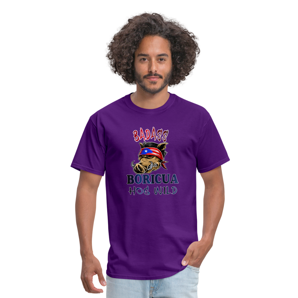 Badass Boricua Hog Wild - Unisex Classic T-Shirt - purple