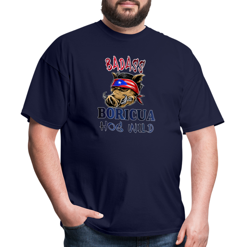 Badass Boricua Hog Wild - Unisex Classic T-Shirt - navy