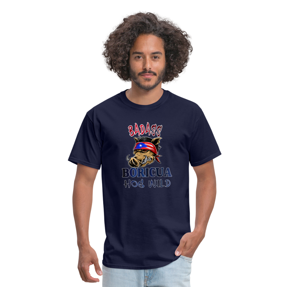 Badass Boricua Hog Wild - Unisex Classic T-Shirt - navy