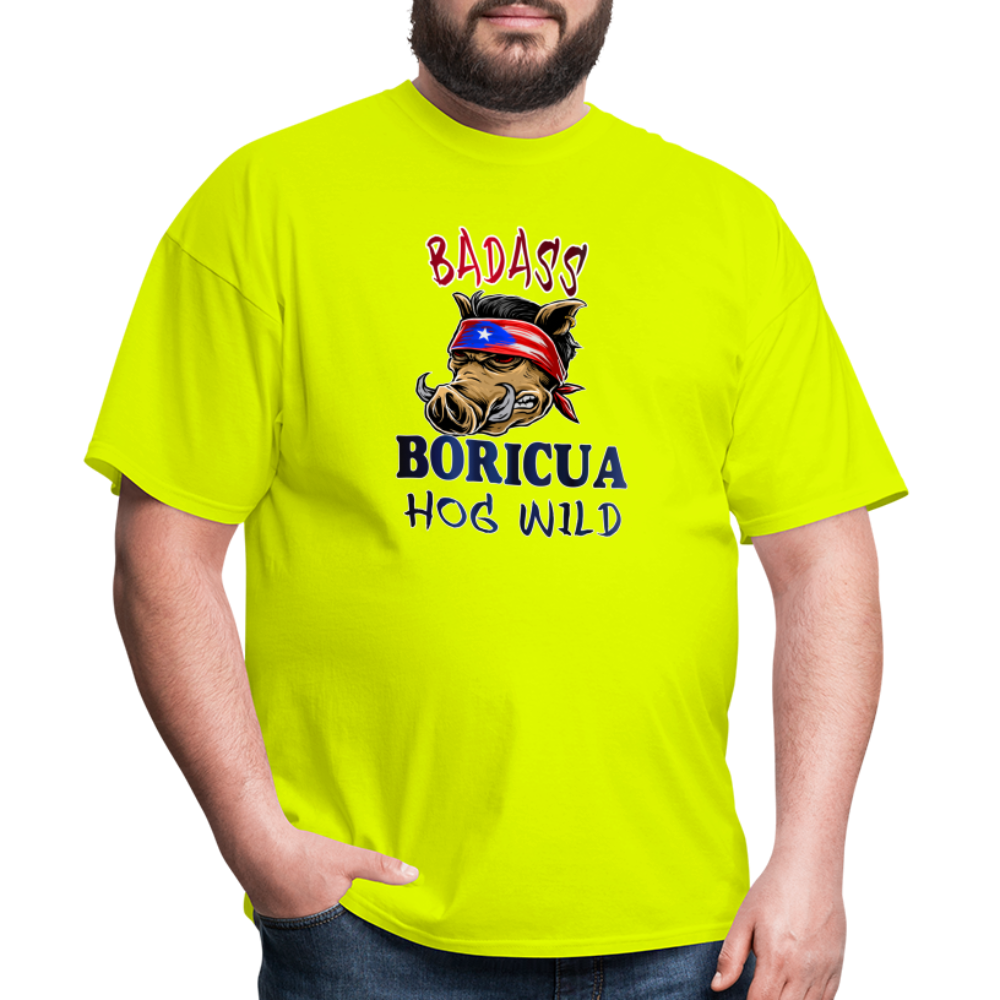 Badass Boricua Hog Wild - Unisex Classic T-Shirt - safety green