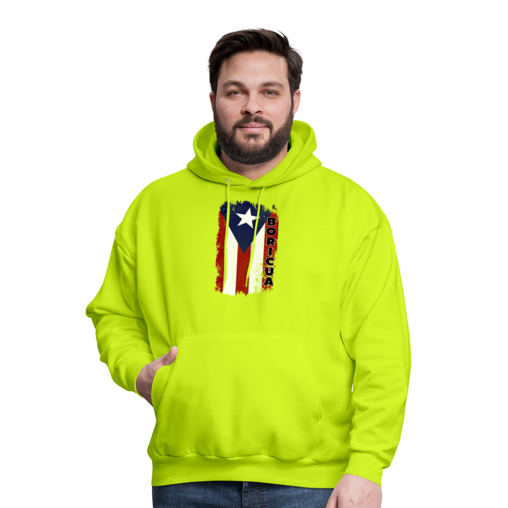 Distressed Flag Boricua - Men's Hoodie - safety green